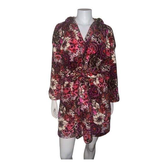 Vera Bradley Rosewood Fleece Robe Hooded Retired Multicolor Small/Medium EUC - Picture 1 of 7
